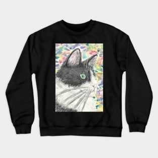 Cute cat face colorful painting Crewneck Sweatshirt